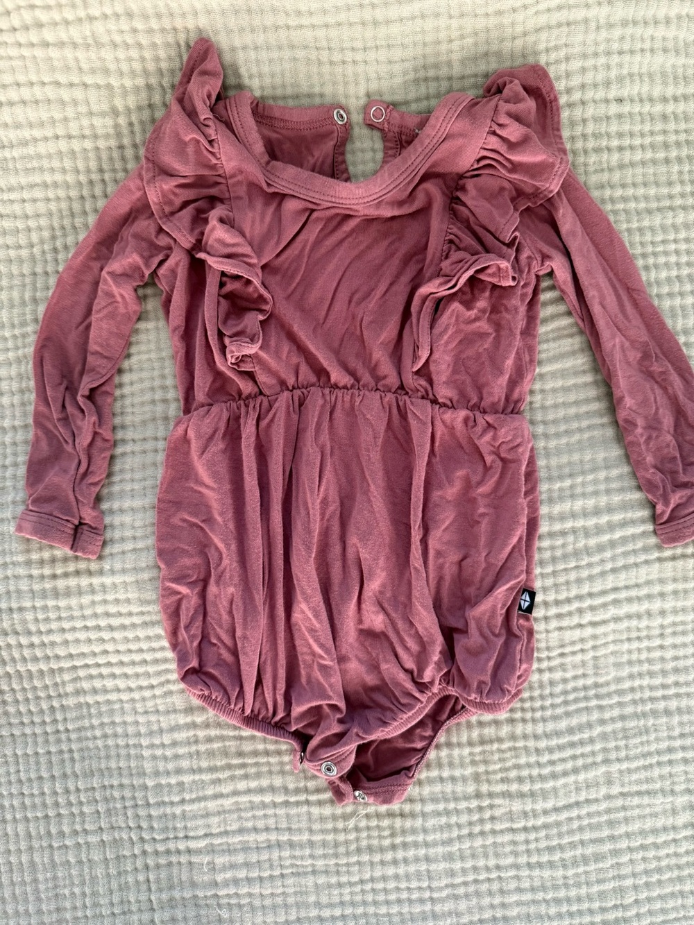 Kyte BABY 6-12m Long-Sleeve Ruffle One-Piece - Dusty Rose